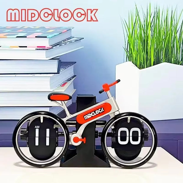 Automatic Flip Clock Retro Living Room Decoration Bicycle Flip Clock Home Clock Desktop Fashion Pendulum Watch Man Gifts