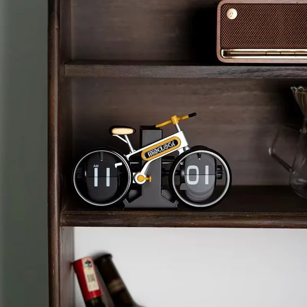 Automatic Flip Clock Retro Living Room Decoration Bicycle Flip Clock Home Clock Desktop Fashion Pendulum Watch Man Gifts