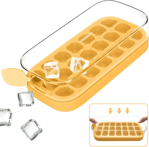 Ice Cube Tray, Easy Release Ice Mold - Silicone 21 Pcs Ice Cube Trays for Freezer - Ice Box for Cocktail, Tea, Coffee