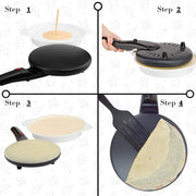 Moss & Stone Electric Crepe Maker with Auto Power Off, 8 Inch Portable Crepe Maker & Non-Stick Dipping Plate, On/Off Switch, Nonstick Coating & Automatic Temperature Control, Pan Apo