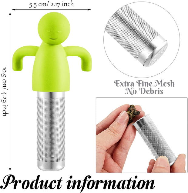 2 Pieces Tea Infuser for Loose Tea Cute Fine Mesh Tea Strainer Stainless Steel Tea Filter Ball Tea Diffuser Steeper for Teacups Teapots (Green, Gray)