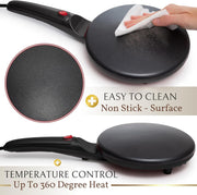 Moss & Stone Electric Crepe Maker with Auto Power Off, 8 Inch Portable Crepe Maker & Non-Stick Dipping Plate, On/Off Switch, Nonstick Coating & Automatic Temperature Control, Pan Apo