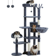 Cactus Tall Cat Tree for Large Cat Multi-Level Cat Tower for Indoor Cats Cat Condo with Large Hammock Scratching Post 2 Perches