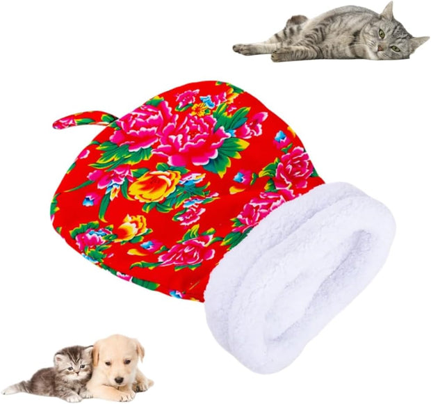 Cat Sleeping Bag for Indoor Cats Cozy Cat Winter Sleeping Bag Soft Plush Cat Sack Self Warm Cat Bed Cave Fluffy Cat Tunnel Calming Sleeping Bags for Cats up to 7.5Kg/16Lbs (Blue, 21.65X17.7In)