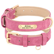 Custom PU Leather Dog Collar with Free Engraved Nameplate for All Sizes