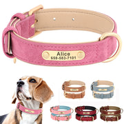 Custom PU Leather Dog Collar with Free Engraved Nameplate for All Sizes