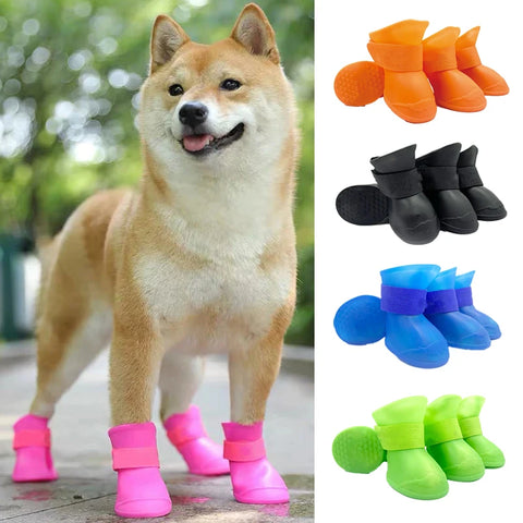 Botas de goma antideslizantes e impermeables para perros y gatos pequeños, medianos y grandes