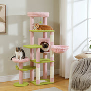 Cactus Tall Cat Tree for Large Cat Multi-Level Cat Tower for Indoor Cats Cat Condo with Large Hammock Scratching Post 2 Perches