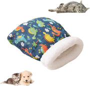 Cat Sleeping Bag for Indoor Cats Cozy Cat Winter Sleeping Bag Soft Plush Cat Sack Self Warm Cat Bed Cave Fluffy Cat Tunnel Calming Sleeping Bags for Cats up to 7.5Kg/16Lbs (Blue, 21.65X17.7In)