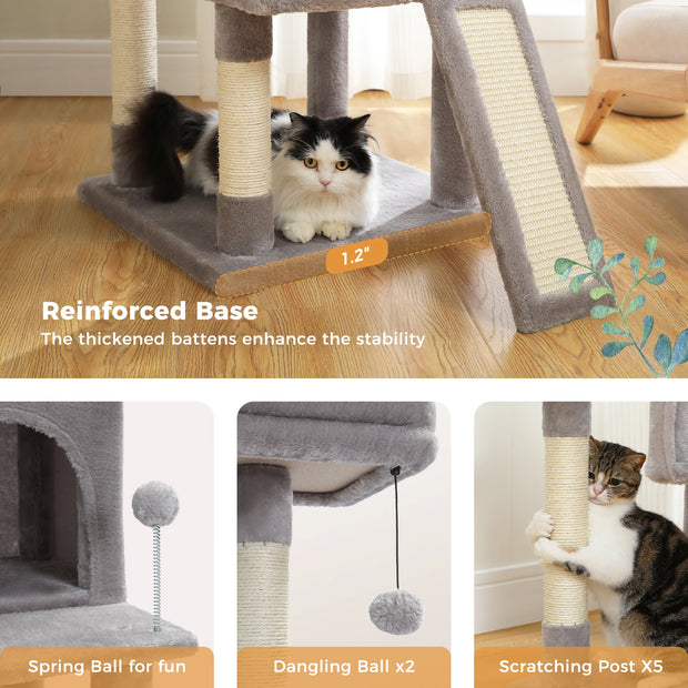 Free Shipping Multi-Level Cat Tree for Cats with Cozy Perches Stable Cat Climbing Frame Cat Scratch Board Toys Cat Furniture