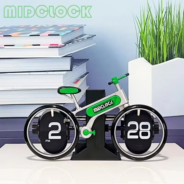 Automatic Flip Clock Retro Living Room Decoration Bicycle Flip Clock Home Clock Desktop Fashion Pendulum Watch Man Gifts