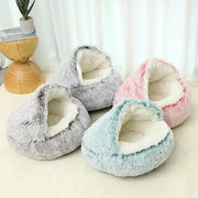 Winter Plush Pet Cat Bed round Cat Cushion Cat House 2 in 1 Warm Cats Basket Pet Sleep Bag Kitten Nest Kennel for Small Dog Cats