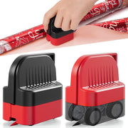 LIZAAL 2-Pack Wrapping Paper Cutter with Wheels | Straight Line Gift Wrap Cutter for Birthday and Christmas, Fits Various Rolls and Papers, Includes 2 Replaceable Blades (Black & Red)