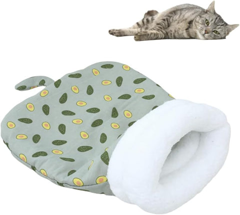 Cat Sleeping Bag for Indoor Cats Cozy Cat Winter Sleeping Bag Soft Plush Cat Sack Self Warm Cat Bed Cave Fluffy Cat Tunnel Calming Sleeping Bags for Cats up to 7.5Kg/16Lbs (Blue, 21.65X17.7In)