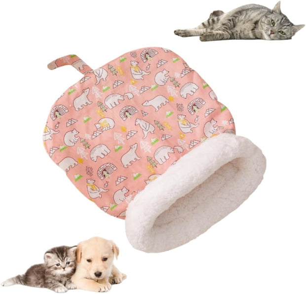 Cat Sleeping Bag for Indoor Cats Cozy Cat Winter Sleeping Bag Soft Plush Cat Sack Self Warm Cat Bed Cave Fluffy Cat Tunnel Calming Sleeping Bags for Cats up to 7.5Kg/16Lbs (Blue, 21.65X17.7In)