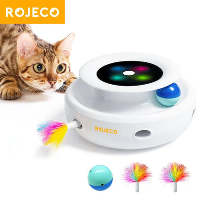 2-In-1 Smart Pet Toy Set: Automatic Feather Fun Ball Toy for Cats and Dogs